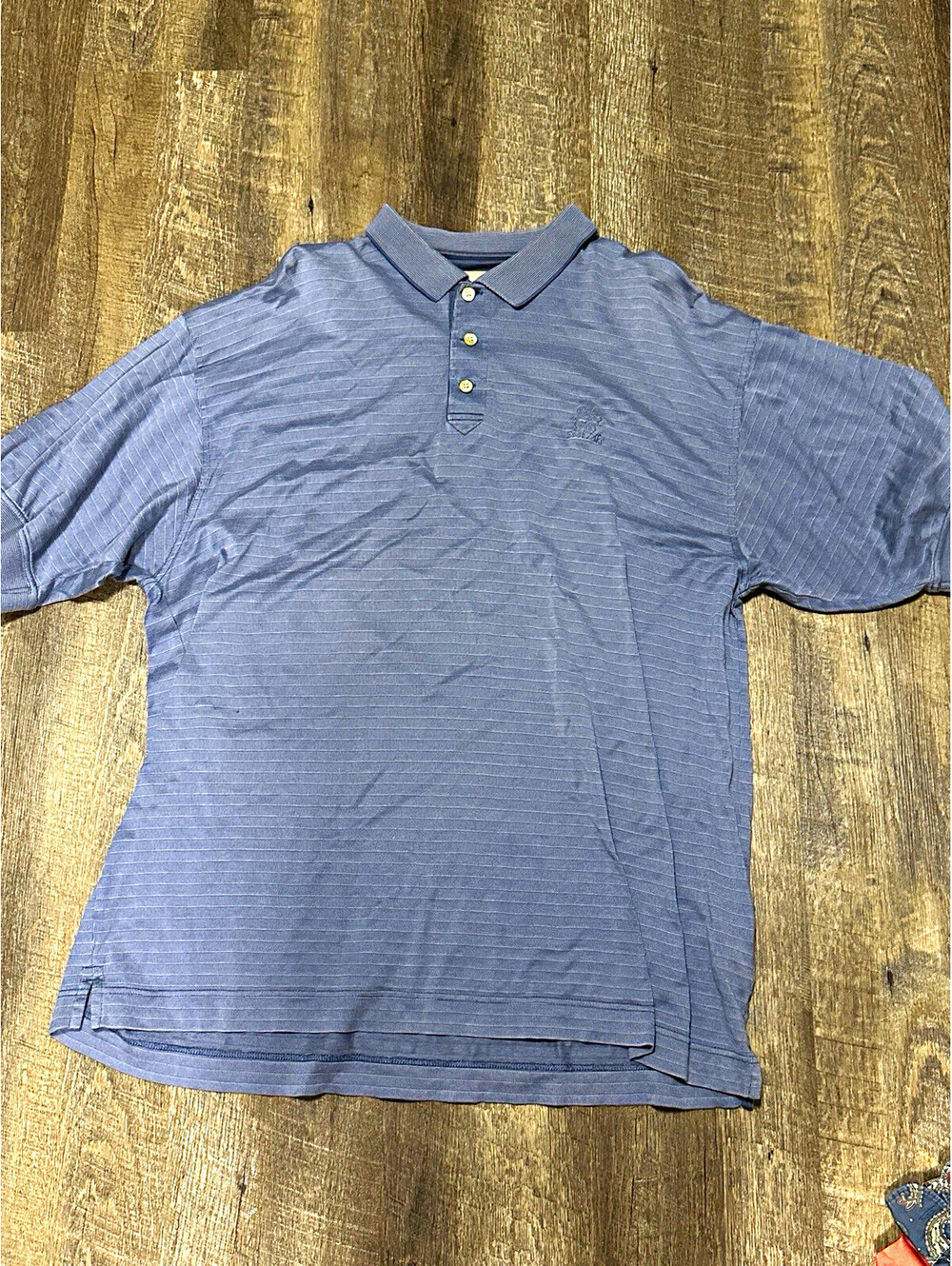 East Lake Golf Club Cutter & Buck Blue Striped Men’s Cotton Polo Shirt Size XL